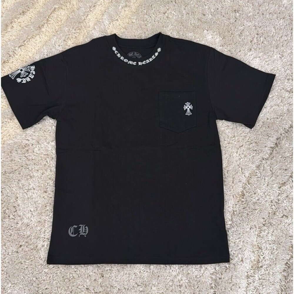Chrome Hearts Black Cross Pocket T-Shirt for Men Size Large